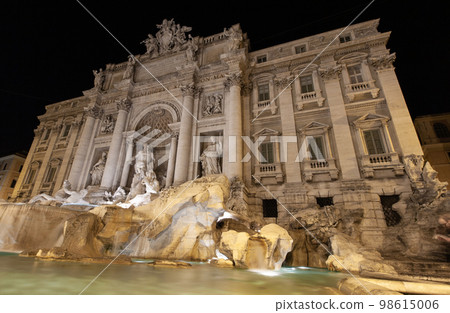 Rome, Italy, Trevi Fountain at night with illumination. Rome, Italy, Trevi Fountain at night with illumination. 98615006