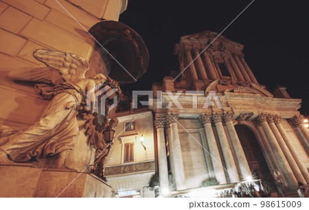 Rome, Italy, Castle of St. Angelus at night with illumination. Rome, Italy, Castle of St. Angelus at night with illumination. 98615009