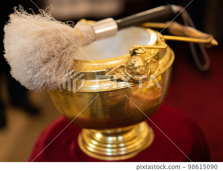 church accessories for the priest's service are made of gold. 98615090