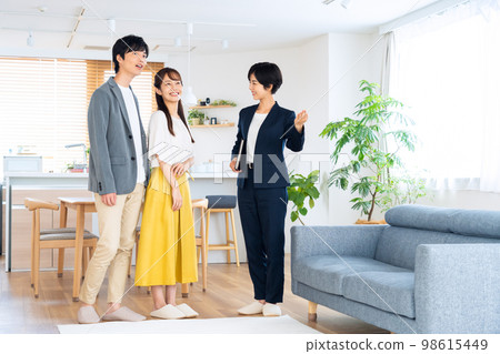 Husband and wife couple family real estate living room sales Husband and wife couple family real estate living room sales 98615449