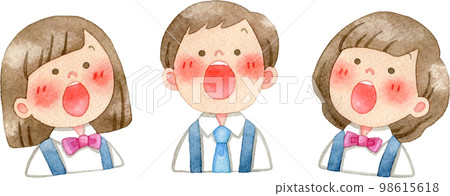 孩子們唱歌的水彩插圖 98615618