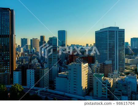 Skyscrapers and highways through Tokyo, Japan Skyscrapers and highways through Tokyo, Japan 98615704