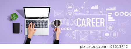 Career theme with person using laptop computer 98615742