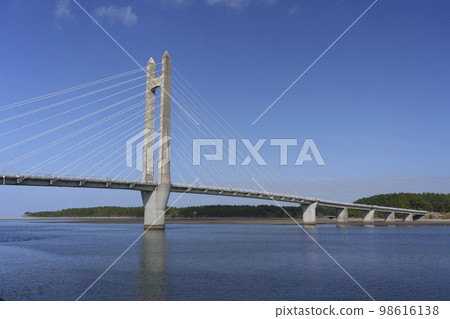 在鹿兒島縣拍攝日落橋。 98616138