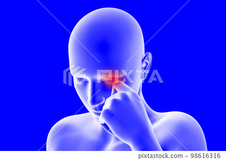 眼睛發癢的人抓撓的 CG 插圖 98616316