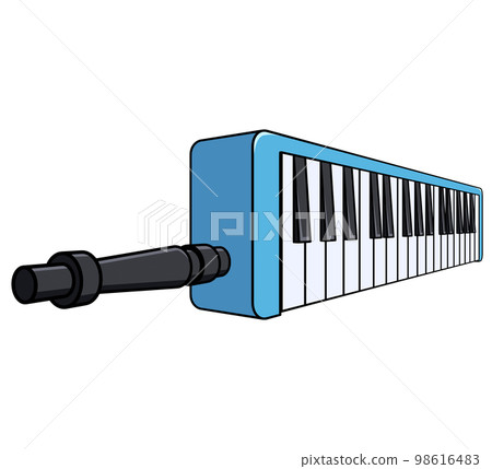 Keyboard harmonica diagonal illustration with dynamic mouthpiece Keyboard harmonica diagonal illustration with dynamic mouthpiece 98616483