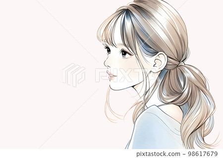 美麗的姐姐的插圖 水彩風格“AI 生成的圖像” 98617679