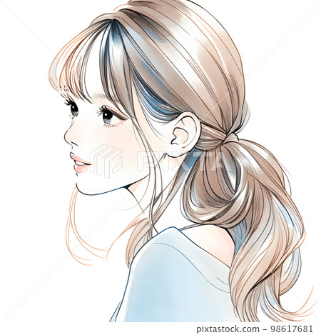 Illustration of a beautiful older sister Watercolor style "AI-generated image" 98617681