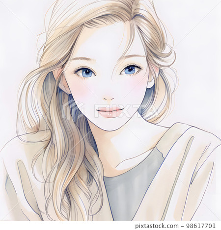 Illustration of a beautiful older sister Watercolor style "AI-generated image" 98617701