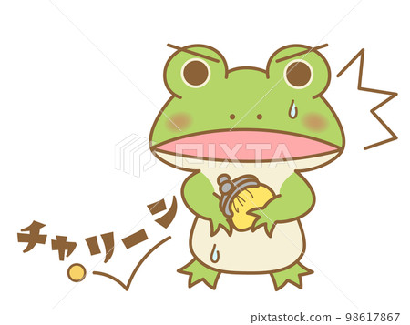 Frog onomatopoeia that drops charlene and coins 98617867