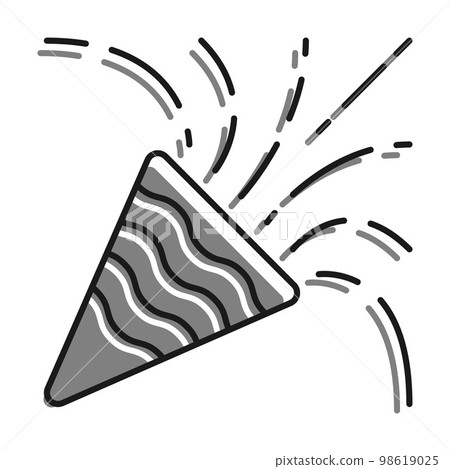 Linear filled with gray color icon. Fireworks Sparks Scatter Their Firecrackers. New Year Festive Pyrotechnics. Simple black and white vector Isolated On white background 98619025