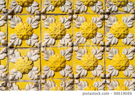 Yellow portuguese tile Azulejo wall Yellow portuguese tile Azulejo wall 98619089