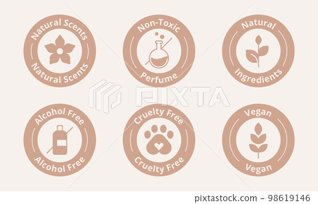 Fragrance certified label. Special features symbol. Perfume unique selling point badge vector illustration. Perfect sign design for shop and sale banners. 98619146