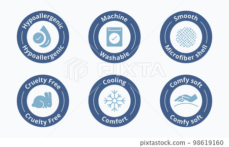 Pillow features certified sign. Special features symbol. Pillow unique selling point badge vector illustration. Perfect design for shop and sale banners. 98619160