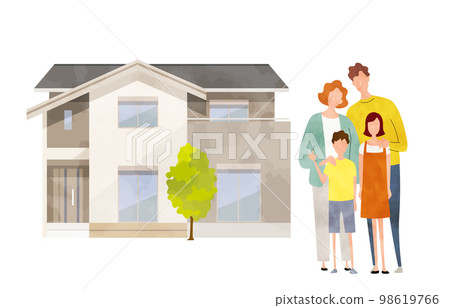 矢量插圖素材：房子和家庭，住所 98619766