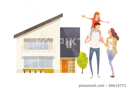 矢量插圖素材：房子和家庭，住所 98619771