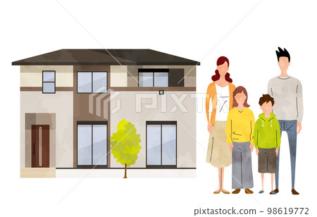 矢量插圖素材：房子和家庭，住所 98619772