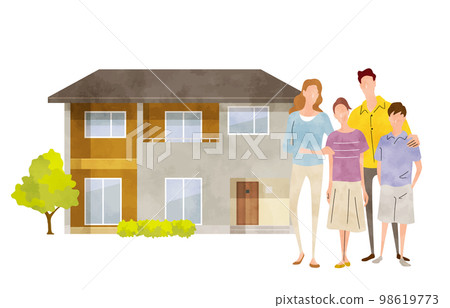 Vector illustration material: house and family, residence Vector illustration material: house and family, residence 98619773