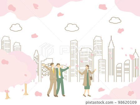 Office worker enjoying cherry blossom viewing 98620109