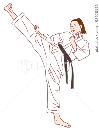 女性空手道選手踢 98620136