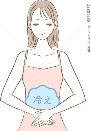 一名患有血液循環不良的婦女的插圖 一名患有血液循環不良的婦女的插圖 98620277