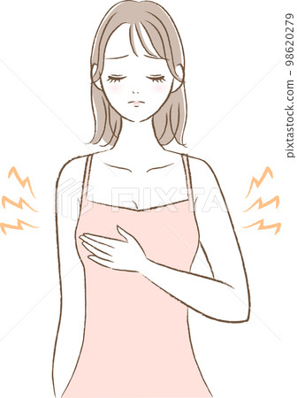 一名患有胸部疾病的婦女的插圖 98620279