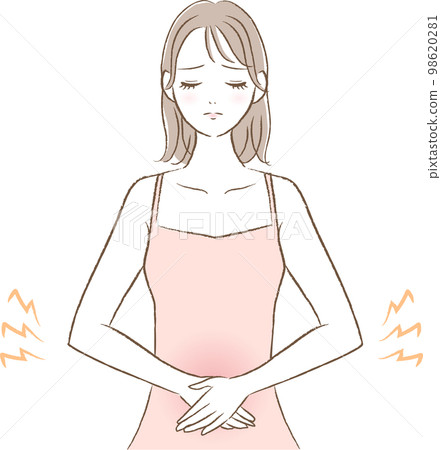 Illustration of a woman suffering from stomach upset 98620281