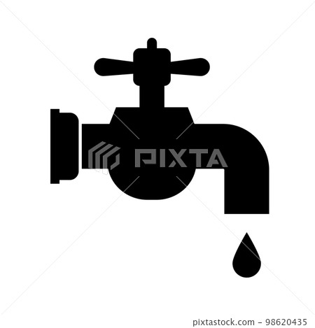 Water faucet and water drop silhouette icon. Use of tap water. vector. 98620435