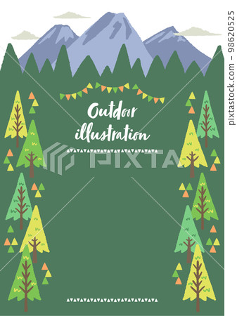 Outdoor mountain and forest illustration frame 98620525