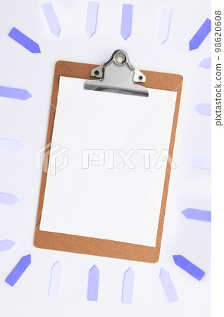 Different Office Supplies, Colored Stickers, Notebooks. Pens, Pencils, Rullers, Marckers. Different School Items. Important information. Accessories lying on desk. 98620608