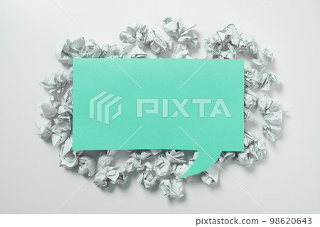 Paper Wraps Placed Around Important Information. Wrinkled Notes Arranged In Circle With Crutial Announcement Inside. Crumpled Memos With Critical Data In. 98620643