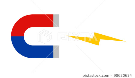 U-shaped magnet and electricity icon. magnetic force. vector. 98620654