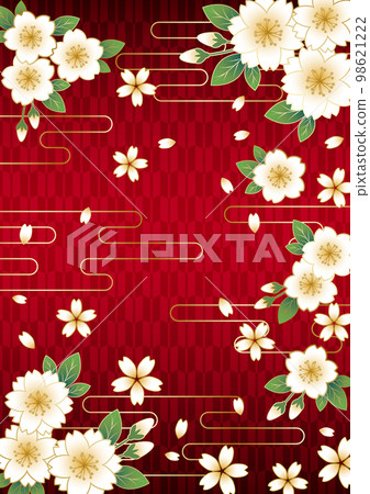 Leaf cherry blossoms and cloud arrows pickled background vertical red Leaf cherry blossoms and cloud arrows pickled background vertical red 98621222