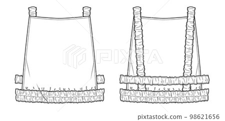 Vector woman halter neck blouse sketch, sleeveless blouse fashion CAD, summer crop top technical sketch, female flat, template. Jersey or woven fabric blouse with front, back view, white color Vector woman halter neck blouse sketch, sleeveless blouse fashion CAD, summer crop top technical sketch, female flat, template. Jersey or woven fabric blouse with front, back view, white color 98621656