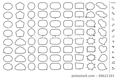 流行又好用的簡單語音氣泡集_黑線_矢量素材_透明背景 98622163