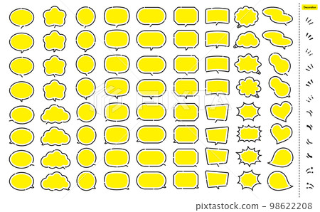 Pop and easy-to-use simple speech bubble set _ yellow gap line _ vector material _ transparent background Pop and easy-to-use simple speech bubble set _ yellow gap line _ vector material _ transparent background 98622208