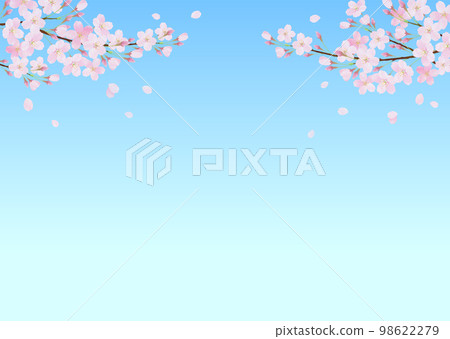 Vector illustration background with blue sky and cherry blossoms watercolor touch 98622279