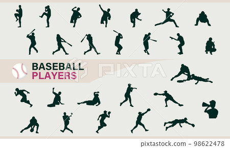 baseball player silhouette set baseball player silhouette set 98622478