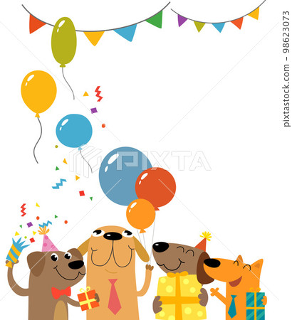Birthday greeting card with funny cartoon dog 98623073