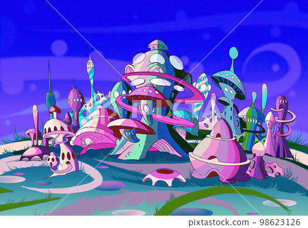 Alien city illustration 98623126