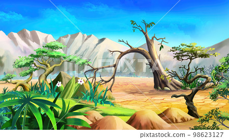 African Savannah landscape illustration. African Savannah landscape illustration. 98623127