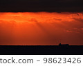 Fantastic sunset sky and ships on the sea 98623426