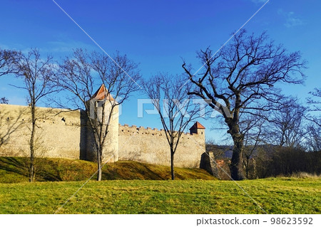 Beautiful Gothic castle Veveri. The city of Brno at the Brno dam. South Moravia - Czech Republic - Central Europe. Beautiful Gothic castle Veveri. The city of Brno at the Brno dam. South Moravia - Czech Republic - Central Europe. 98623592