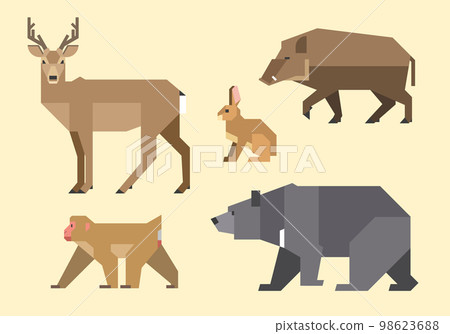 Japanese creatures (deer, wild boar, hare, Japanese macaque, Asian black bear) Japanese creatures (deer, wild boar, hare, Japanese macaque, Asian black bear) 98623688
