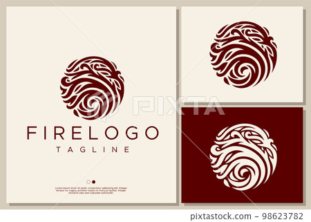 Fire circle logo design template. Retro flame logo template. Fire circle logo design template. Retro flame logo template. 98623782