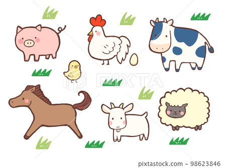 可愛的農場動物的插圖 可愛的農場動物的插圖 98623846