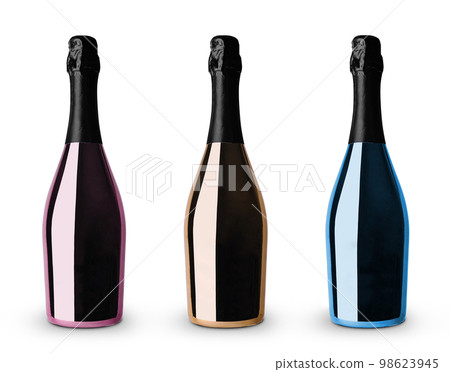 different bottles of champagne on a white background different bottles of champagne on a white background 98623945