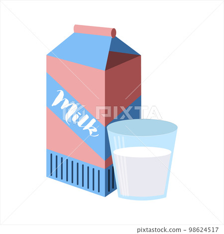 Milk in a package and a glass. vector illustration on a white background Milk in a package and a glass. vector illustration on a white background 98624517