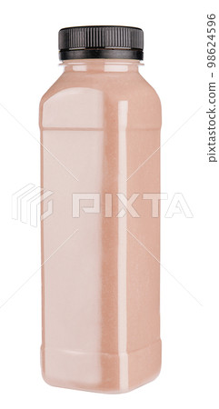 Bottle of tasty melon milkshake on white 98624596