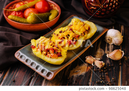 mini peppers stuffed with cheese and bacon mini peppers stuffed with cheese and bacon 98625048